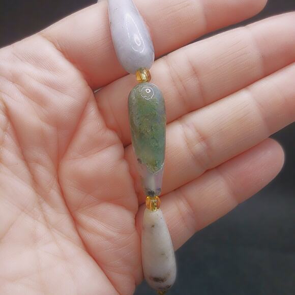 Artisan Tear Drop Agate Bracelet Natural Gemstone Stretch Beaded Unisex NEW - Picture 8 of 12